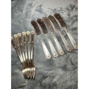 Rogers & Bro IS Silverplate Flatware Set 6 Forks 5 Butter Knives Monogram R